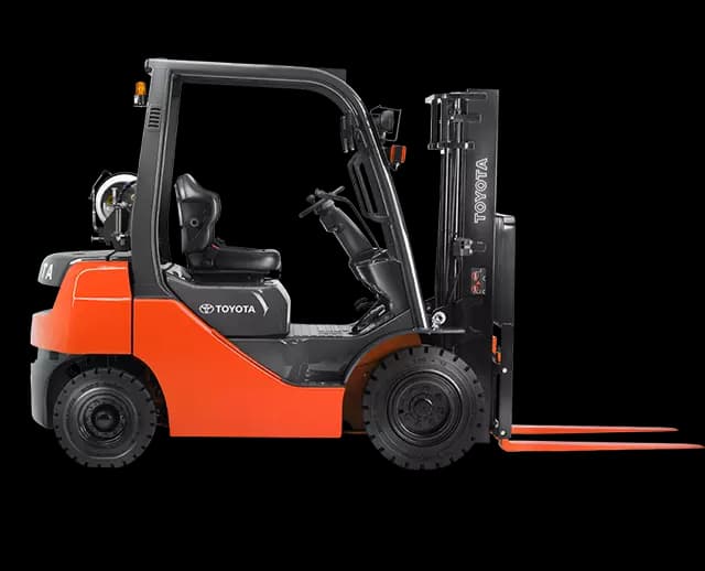 5,000 lb. LPG Warehouse Forklift, Quad Mast, Pneumatic Tires